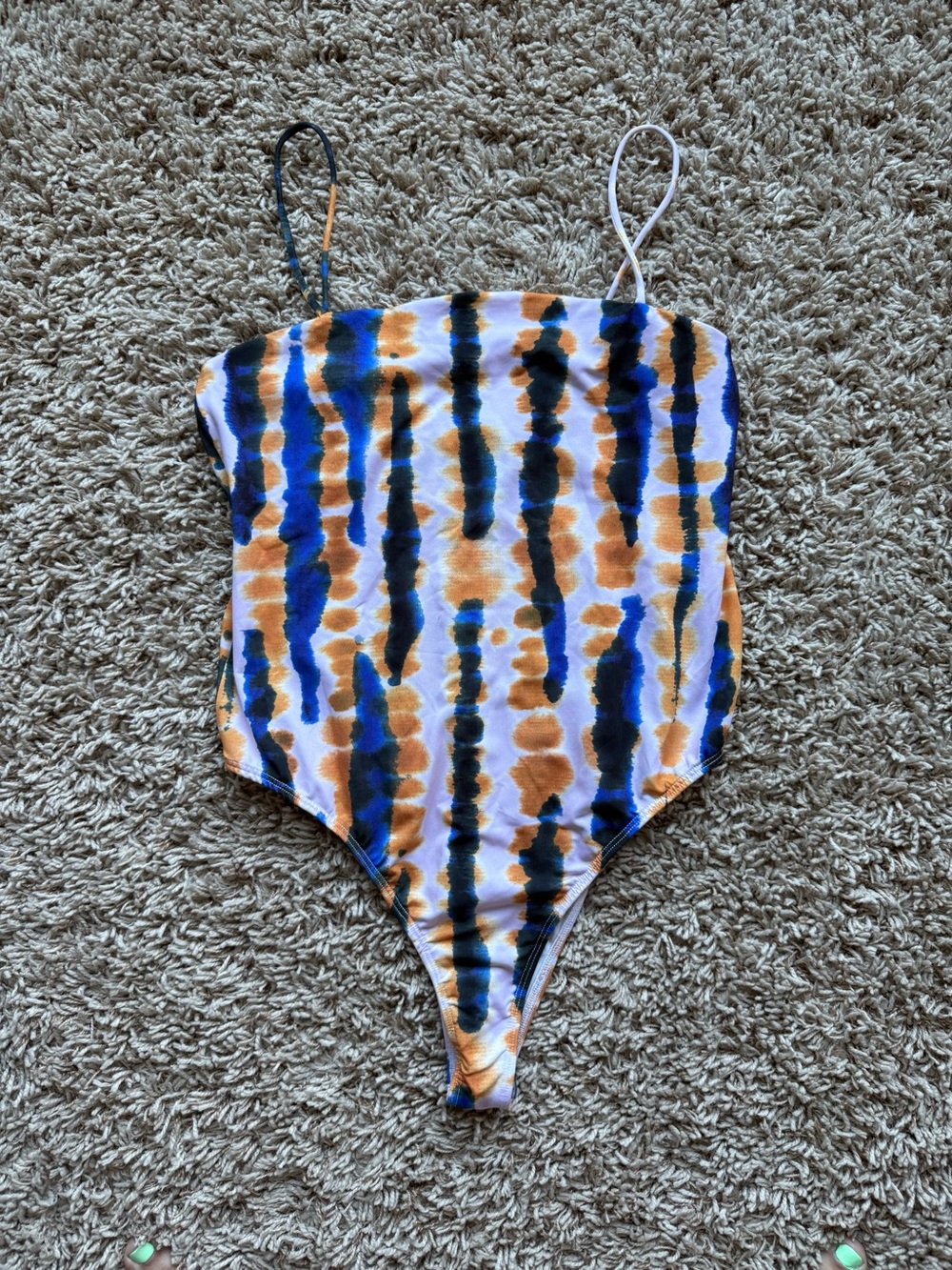 Zara Blue & Orange Tie-Dye One-Piece Swimsuit